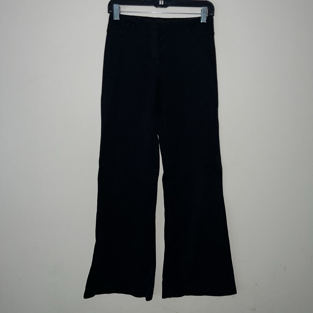 Theory Black Flat Front Flared Wide Leg Pants Women’s Size 0